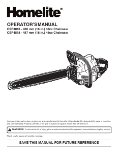 Handleiding Homelite CSP3816 Kettingzaag