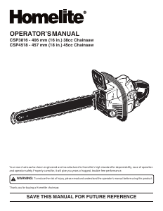 Manual Homelite CSP4518 Chainsaw