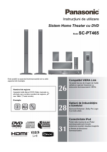 Manual Panasonic SC-PT465 Sistemul home cinema