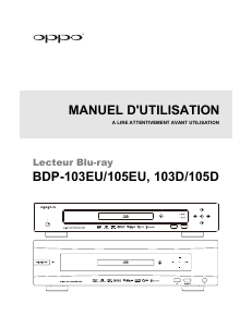 Mode d’emploi Oppo BDP-103D Lecteur de blu-ray