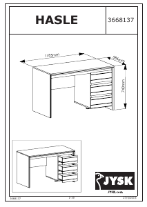 Manual de uso JYSK Hasle (119x74x59) Escritorio