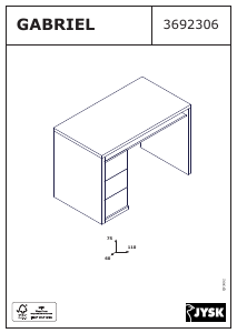 Hướng dẫn sử dụng JYSK Langeskov (110x75x60) Bàn làm việc