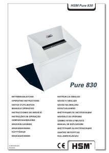 Manual HSM Pure 830 Paper Shredder