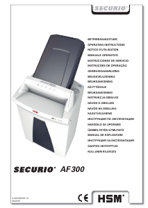 Návod HSM Securio AF300 Skartovací stroj