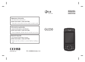 Mode d’emploi LG GU230GO Téléphone portable