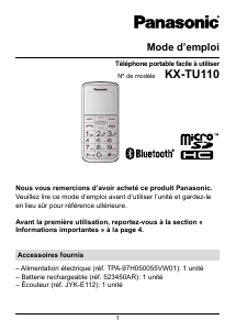 Manuál Panasonic KX-TU110 Mobilní telefon