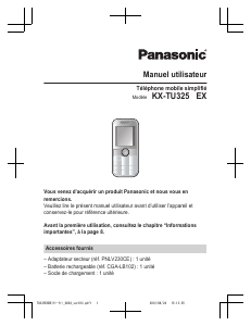 Mode d’emploi Panasonic KX-TU325EXBE Téléphone portable