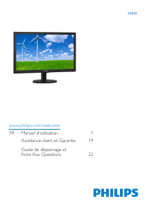 Mode d’emploi Philips 243S5LHMB Moniteur LED