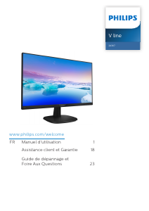 Mode d’emploi Philips 243V7QDSB Moniteur LED