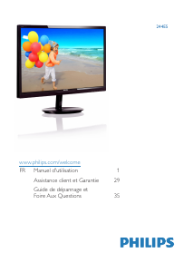 Mode d’emploi Philips 244E5QHSD Moniteur LED