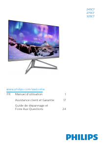 Mode d’emploi Philips 245C7QJSB Moniteur LED