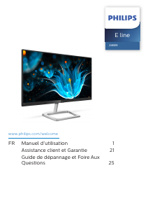 Mode d’emploi Philips 246E9QDSB Moniteur LED