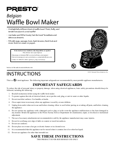 Manual Presto 03500 Waffle Maker