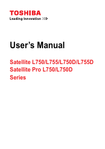 Manual Toshiba L750 Satellite Pro Laptop