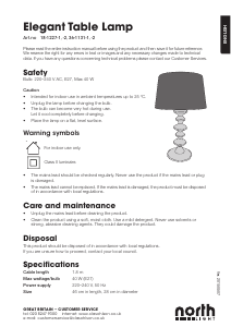 Handleiding North Light 18-1227 Elegant Lamp