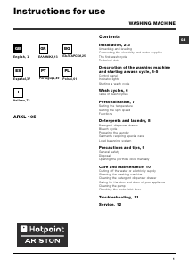 Instrukcja Hotpoint-Ariston ARXL 105 Pralka