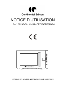 Mode d’emploi Continental Edison CEDISON23UX04 Micro-onde