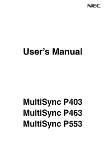 Manual NEC MultiSync P403 LCD Monitor