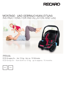 Bedienungsanleitung Recaro Privia Autokindersitz