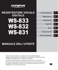 Manuale Olympus WS-831 Registratore vocale
