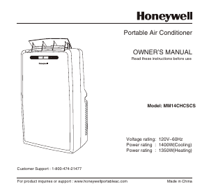 Manual Honeywell MM14CHCSCS Air Conditioner
