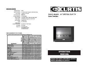 Manual Curtis TV2011 Television