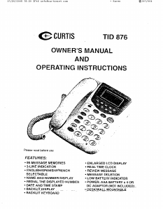 Handleiding Curtis TID876 Telefoon