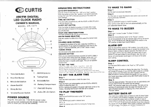 Mode d’emploi Curtis CR1274 Radio-réveil