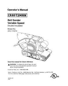 Manual Craftsman 315.117270 Belt Sander
