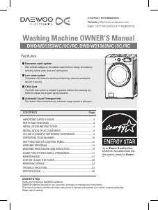 Manual Daewoo DWD-WD1353RC Washing Machine