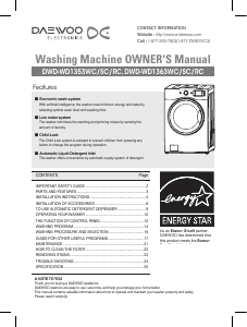 Manual Daewoo DWD-WD1363WC Washing Machine
