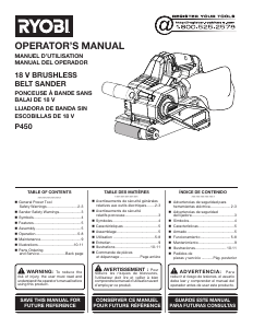 Manual Ryobi P450 Belt Sander