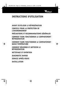 Mode d’emploi Whirlpool ARC 0140 Réfrigérateur