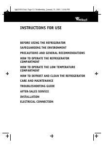 Manual Whirlpool ARC 0170/AL Refrigerator