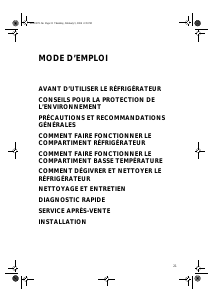 Mode d’emploi Whirlpool ARC 1411 Réfrigérateur