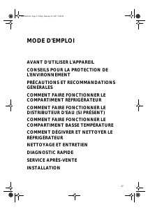 Mode d’emploi Whirlpool ARC 190/IX AQUA Réfrigérateur