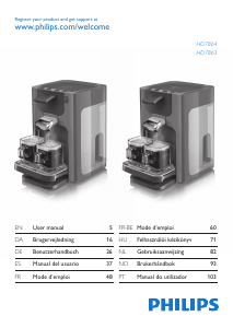 Manual Philips HD7863 Senseo Quadrante Coffee Machine