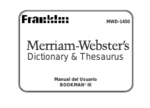 Manual de uso Franklin MWD-1450 Bookman III Diccionario electrónico