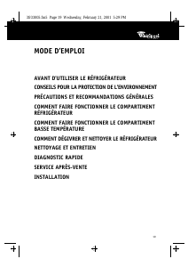 Mode d’emploi Whirlpool ARZ 121/H Réfrigérateur