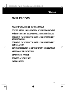 Mode d’emploi Whirlpool ARZ 554/H Réfrigérateur