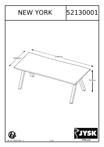 Manual JYSK New York (100x210x75) Dining Table