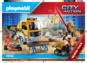 Manual Playmobil set 70742 Construction Construction site with flatbed truck