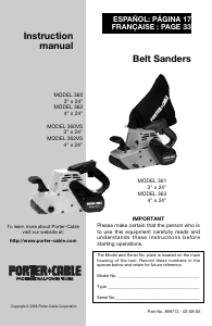 Manual Porter-Cable 362 Belt Sander