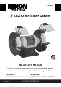 Manual Rikon 80-805 Bench Grinder