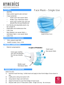 Handleiding Homedics MSK-F1CO-50B Mondmasker