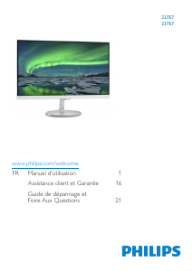 Mode d’emploi Philips 227E7QDSB Moniteur LED