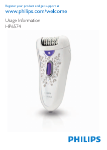 كتيب ماكينة إزالة الشعر HP6574 SatinPerfect Philips
