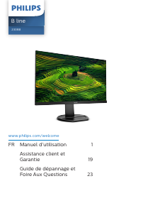 Mode d’emploi Philips 230B8QJEB Moniteur LED