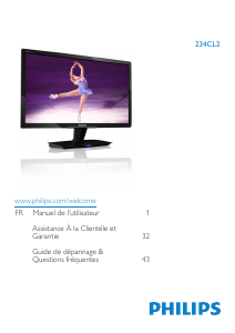 Mode d’emploi Philips 234CL2SB Moniteur LED