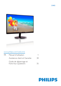 Mode d’emploi Philips 234E5QDAB Moniteur LED